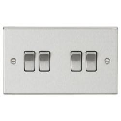 Knightsbridge 10AX 4 Gang 2 Way Square Edge Plate Light Switch - Brushed Chrome