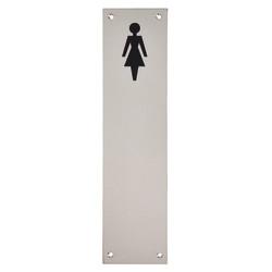 Altro Finger Plate - Ladies Toilet Door Sign - 300 x 75mm - Polished Stainless Steel