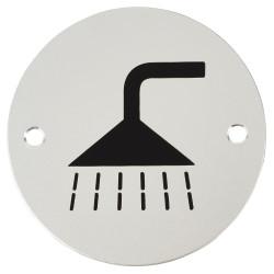 Touchpoint Shower Door Sign - 75mm Diameter - Satin Aluminium
