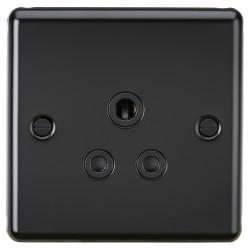 Knightsbridge 5A Round Edge Unswitched Round Pin Socket - Matt Black
